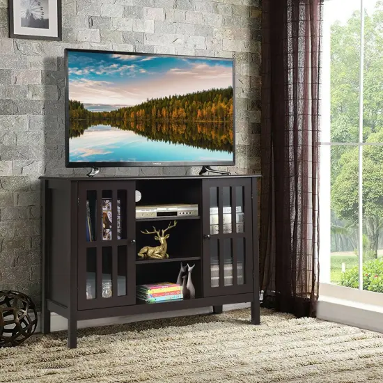Wooden TV Stand Console Cabinet for 50 Inch TV Brown {6}