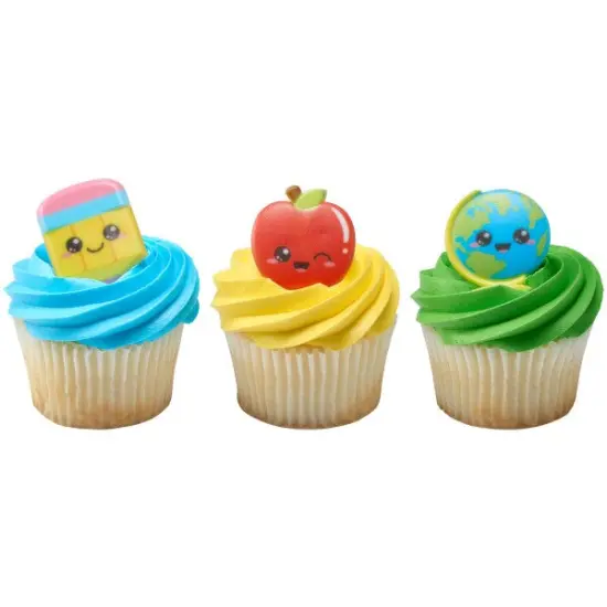 Kawaii Back to School Cupcake Rings, 12ct {2}