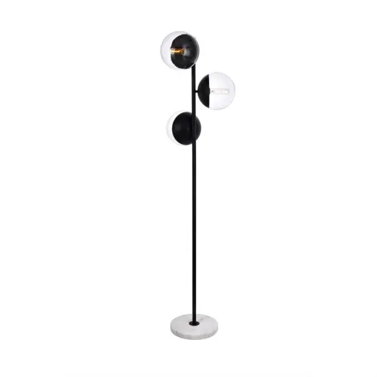 Eclipse 3 Lights Black Floor Lamp With Clear Glass {3}