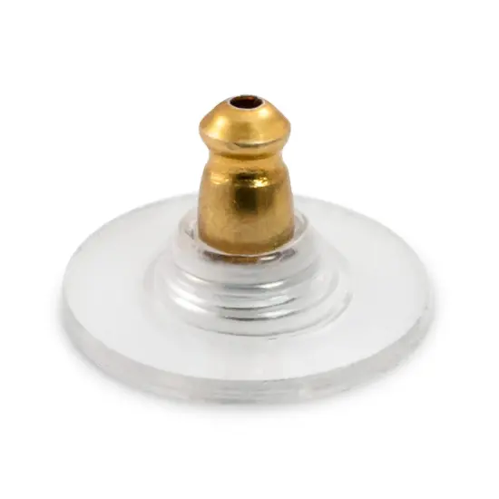 JewelrySupply Friction Earring Backs with Plastic Comfort Disc with Gold Plated Surgical Steel Base (Package of 10) {2}