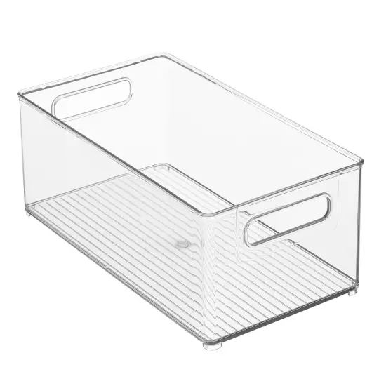 mDesign Deep Plastic Household Storage Organizer Bin - Built-In Handles - Clear {4}