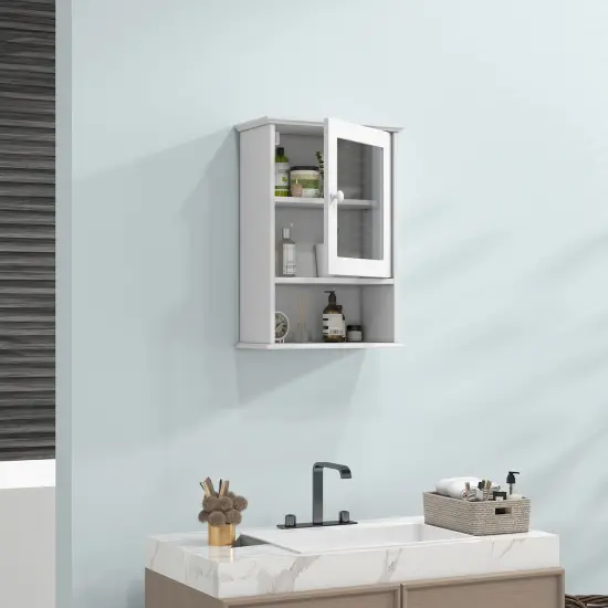Bathroom Wall Mounted Adjustable Hanging Storage Medicine Cabinet White {3}