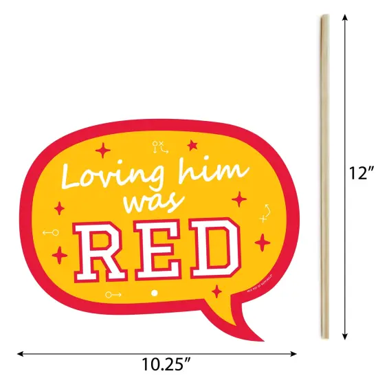 Big Dot of Happiness Funny In My Football Era - Red and Gold Sports Party Photo Booth Props Kit - 10 Piece {6}