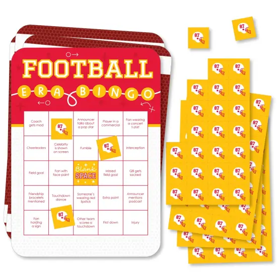 Big Dot of Happiness In My Football Era - Bingo Cards and Markers - Red and Gold Sports Party Bingo Game - Set of 18 {1}