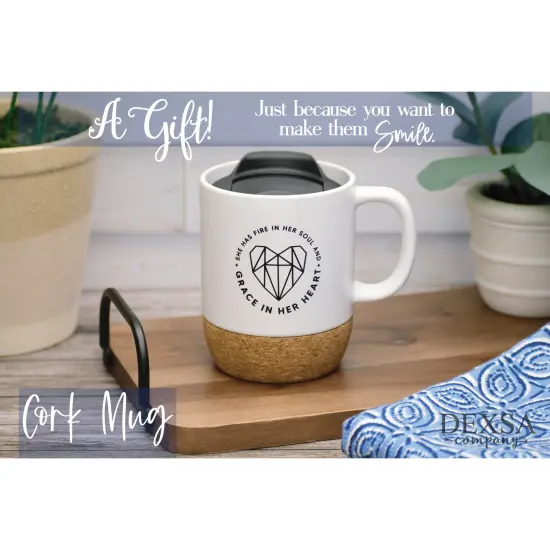 Dexsa She Has Fire In Her Soul Designer Cork Bottom Mug with Lid - 14 oz {3}