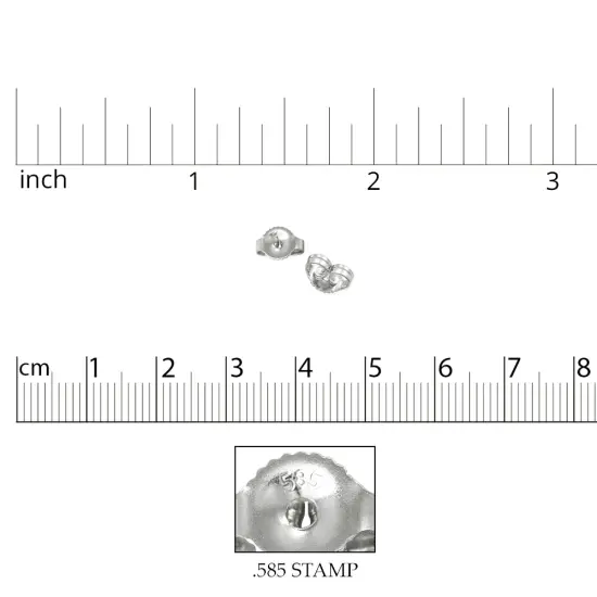 Replacement Earring Back Medium Weight Solid 14k White Gold (1 Pair of 14KT Gold Earring Backs) {2}