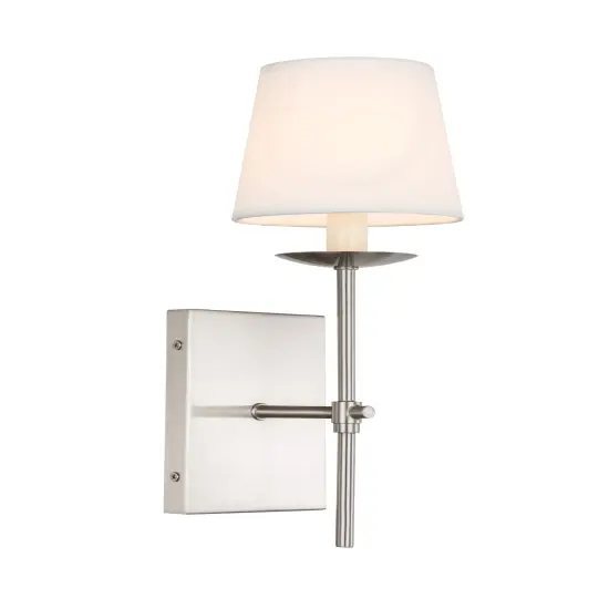 Eclipse 1 light Burnished Nickel and White shade wall sconce {6}