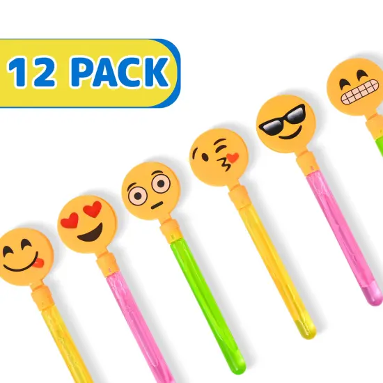 12 Pack Giant Bubble Wands Emoticon Party Favor Toys - Bulk Bubbles Party Favors Clapper Toys For Kids {2}