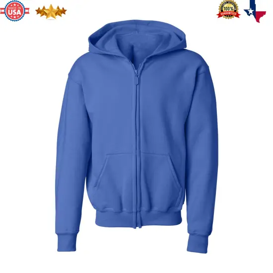 Gildan&reg; Heavy Blend Youth Full Zip Hooded Long Sleeve Sweatshirt Royal {1}