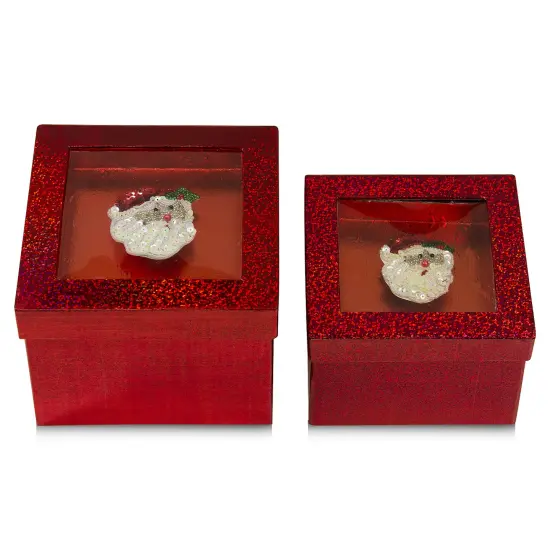 Value Pack of 3 Hologram Gift Box Set with Decorative Santa Sequin Applique {2}