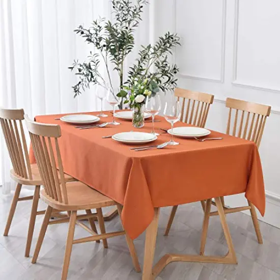 Rectangle Textured Tablecloth Waterproof Spillproof Wrinkle Free Table Cloth, Kitchen Dinning Tabletop Thanksgiving Decoration, Table Cover for Outdoor and Indoor, 52 x 70 Inch, Rust {2}