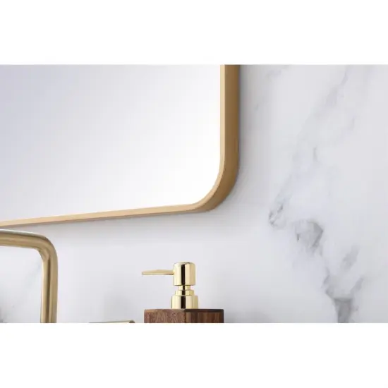 Soft corner metal rectangular mirror 22x30 inch in Brass {5}