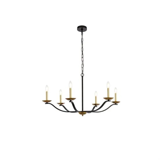 Trey 36 inch pendant in black and brass {1}