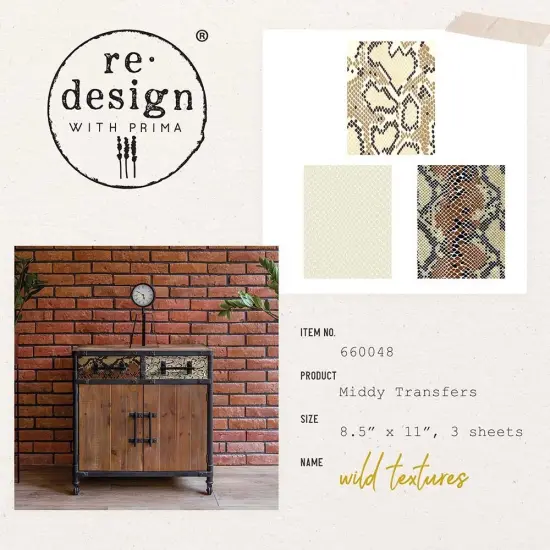 Prima Marketing Re-Design Decor Transfers 8.5"X11" 3/Sheets-Middy- Wild Textures {2}