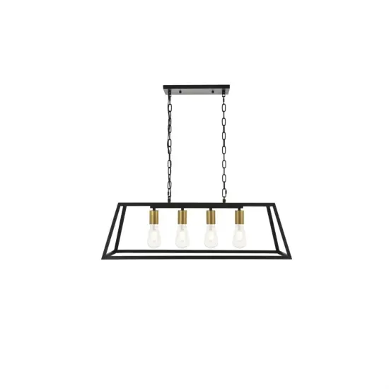 Resolute 4 light brass and black Pendant {1}