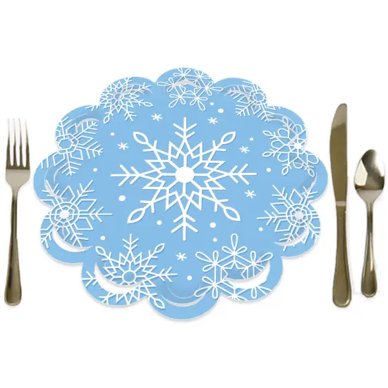 Big Dot of Happiness Blue Snowflakes - Winter Holiday Party Round Table Decorations - Paper Chargers - Place Setting For 12 {1}