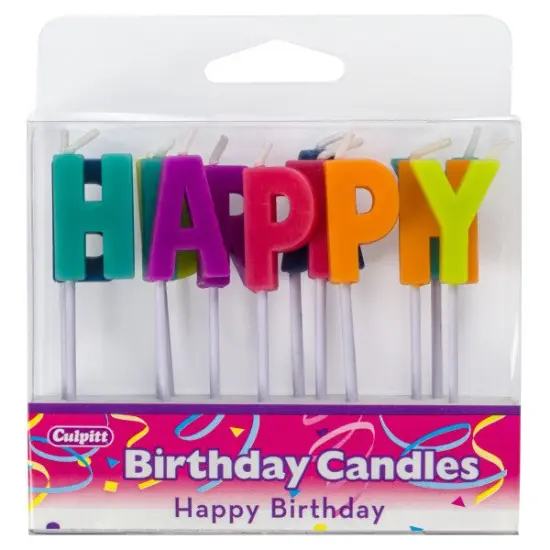 Neon Happy Birthday Letters Specialty Candles, 1 Set {1}