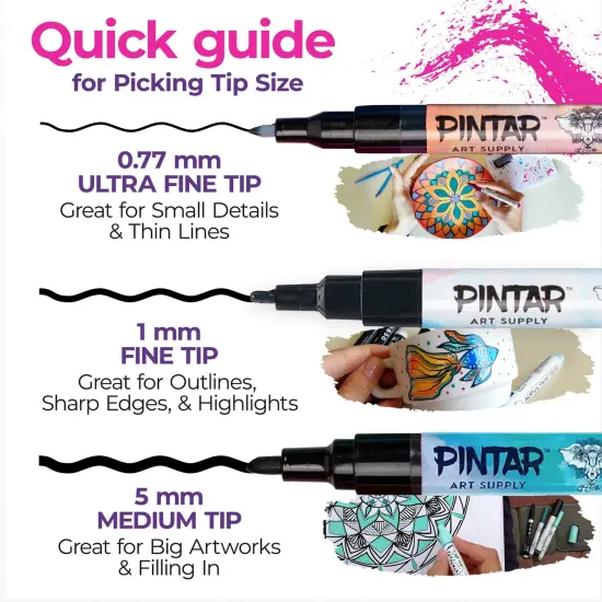 PINTAR Acrylic Paint Markers Medium Point - Medium Point Paint Markers - Acrylic Paint Markers Set - Acrylic Paint Pens for Rock Painting, Wood, Glass, Leather, Shoes - Pack of 14, 5.0 mm {4}