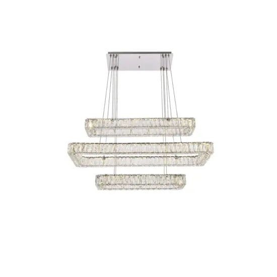 Monroe 42 inch LED triple rectangle pendant in chrome {1}