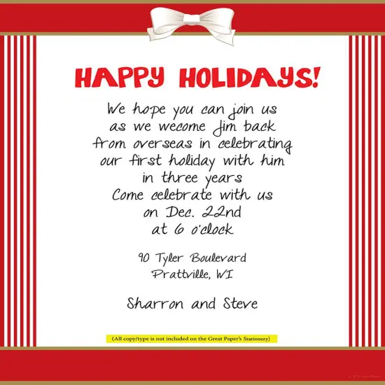 Great Papers! Red Ribbon Holiday Letterhead, Invitations and Announcements, Printer Friendly, 8.5"x11", 50 Pack {3}