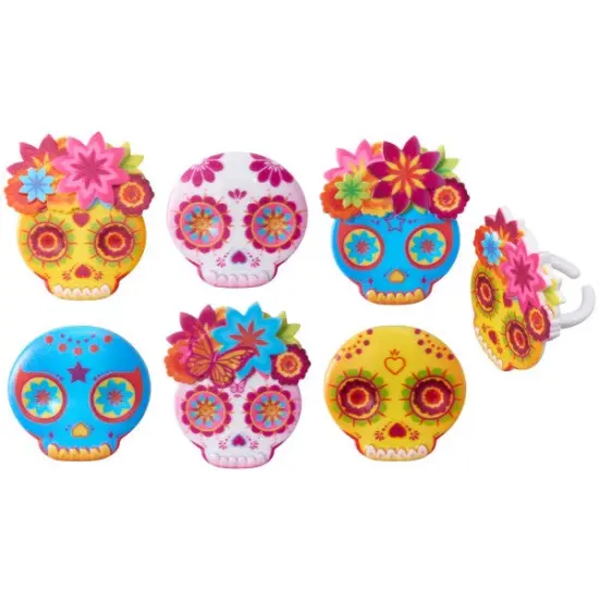 La Calavera Mask Cupcake Rings, 12ct {2}