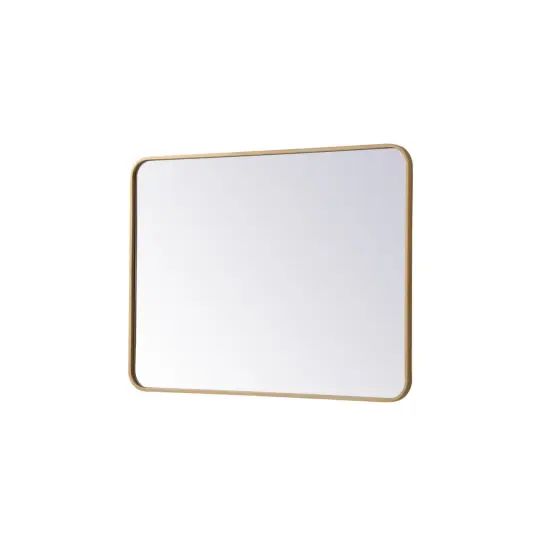 Soft corner metal rectangular mirror 27x36 inch in Brass {6}