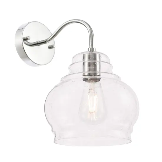 Pierce 1 light Chrome and Clear seeded glass wall sconce {4}