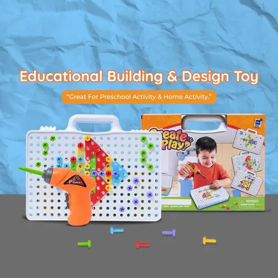 Drill & Play Creative Educational Toy with Real Toy Drill - Mosaic Design Building Toys Tool Kit {5}