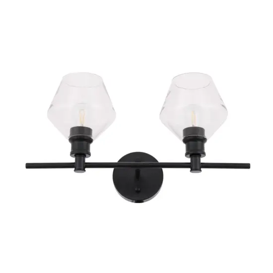 Gene 2 light Black and Clear glass Wall sconce {5}