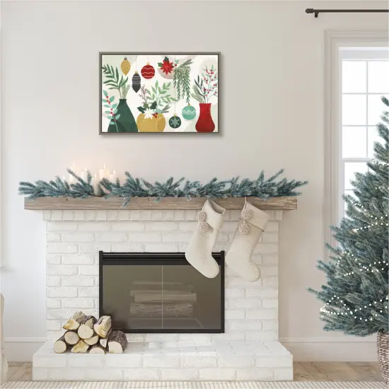 Deco Holiday Vases I by Veronique Charron Canvas Art Framed {5}