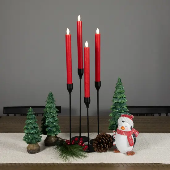 Northlight LED Flickering Flameless Taper Christmas Candles - 9.75" - Red - Set of 4 {3}