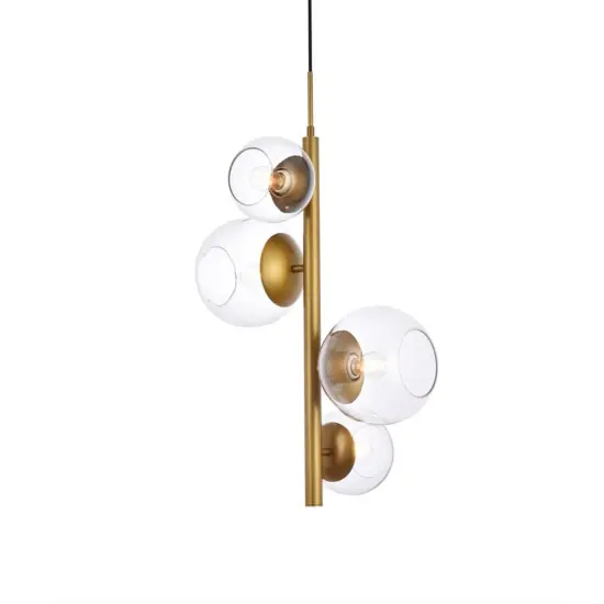 Wells 18 inch pendant in brass with clear shade {3}
