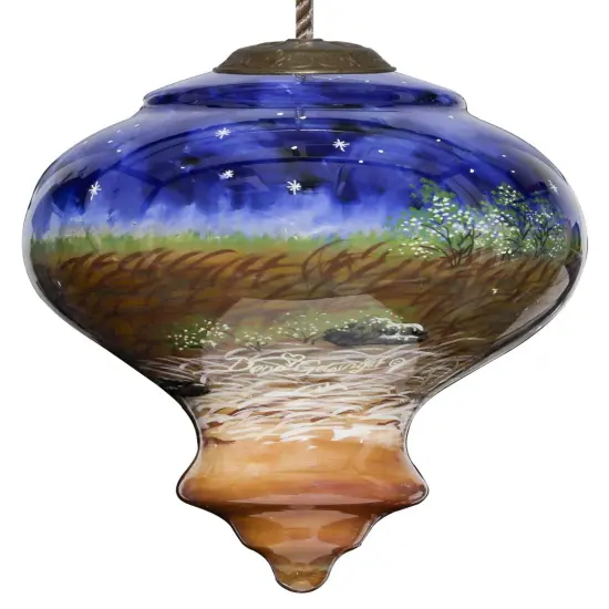 Playing for Jesus Drummer Boy Hand Painted Glass Hanging Ornament {2}