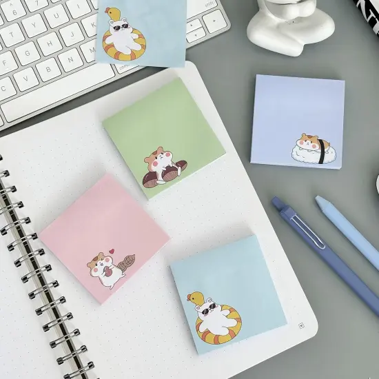 Wrapables Funny Chipmunks Sticky Notes, Adhesive Memo Notepads for Home, Office, Work (Set of 4) {6}