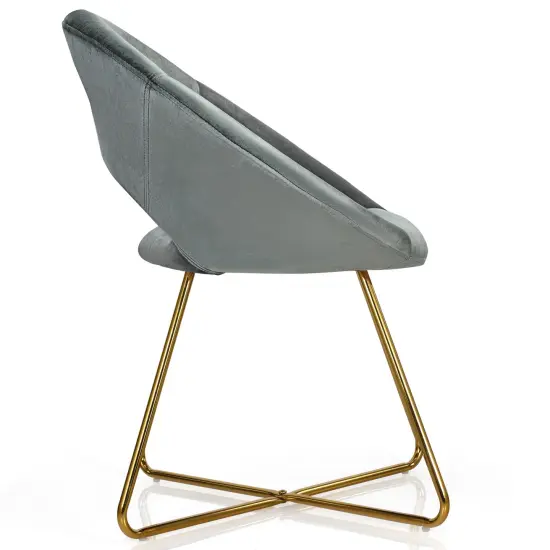 Modern Glam Velvet Accent Arm Chair with Golden Metal Legs and Soft Cushion Seat Grey {3}