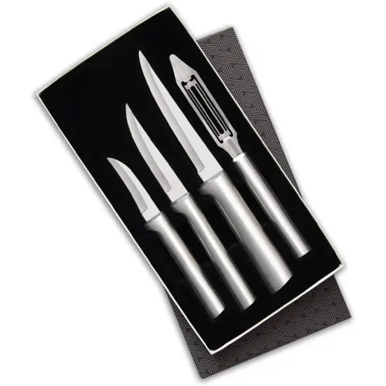 Rada Kitchen Knives Boxed Set, 4 Pc Meal Prep Gift Set, Veggie Peeler and Granny, Heavy Duty, and Super Paring Knives {1}