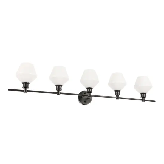Gene 5 light Black and Frosted white glass Wall sconce {5}