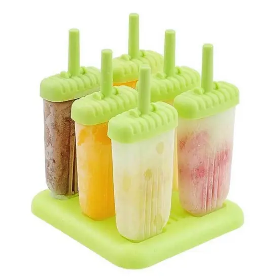 6Pcs DIY Popsicle Reusable Molds For Homemade Iced Snacks Green {1}