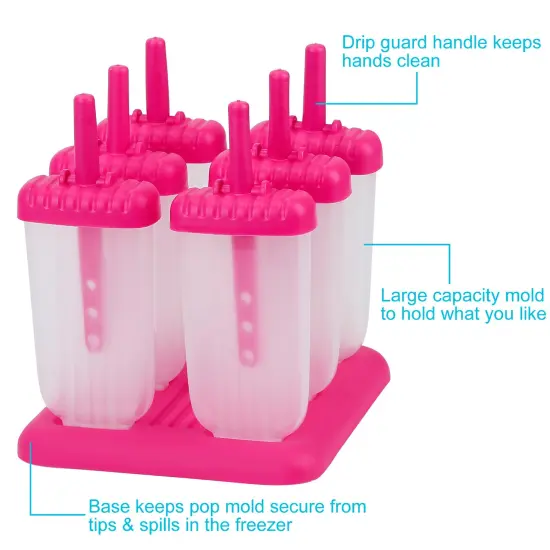 6Pcs DIY Popsicle Reusable Molds For Homemade Iced Snacks Hotpink {4}