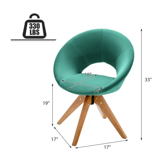 360 Degree Swivel Modern Velvet Upholstered Armchair with 4 Beech Wooden Legs Green {4}