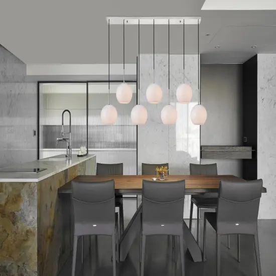 Baxter 7 Lights Chrome Pendant With Frosted White Glass {2}