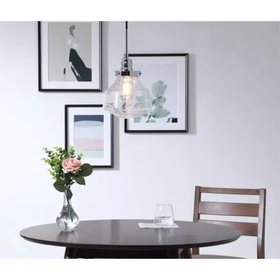 Lyle 1 light Chrome and Clear seeded glass pendant {2}