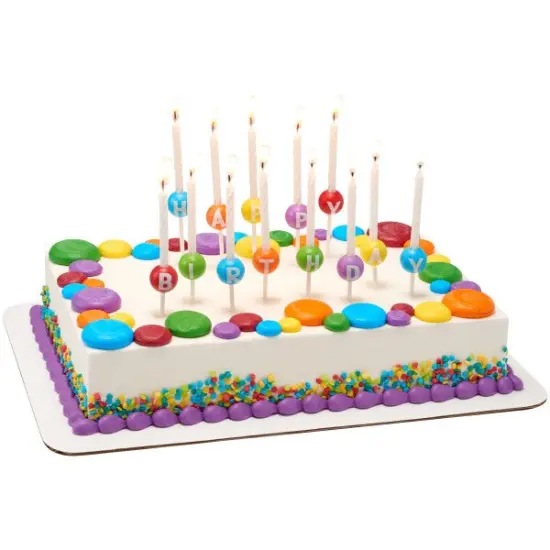3D Round Happy Birthday Letters Candle Holder with Candles, 1 Set {3}