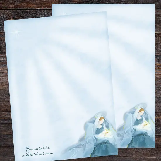 Great Papers! Mary with Baby Jesus Holiday Letterhead, Invitations and Announcements, Printer Friendly, 8.5" x 11", 80PK {3}