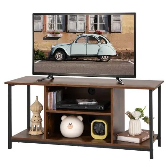 Mid-Century TV stand Media Console Table with Adjustable Shelf {3}