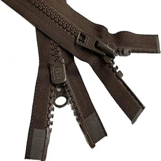 #10 Vislon Molded Separating Two-Way YKK Heavy Duty Jacket Zipper - Choose Your Length & Color - 1 Zipper Per Pack - Made in The United States (Brown - 570, 36" Inches) {1}