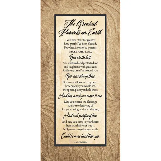 Dexsa Greatest Parents On Earth Timberland Wood Plaque 6 3/4" x 15 5/8" {1}