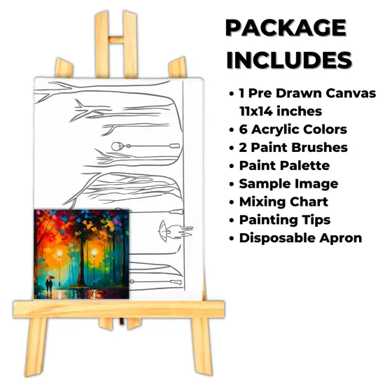 "Autumn Love" DIY Canvas Art Kit, Adult Beginner, Acrylic Paint Size 11x14 inch {2}