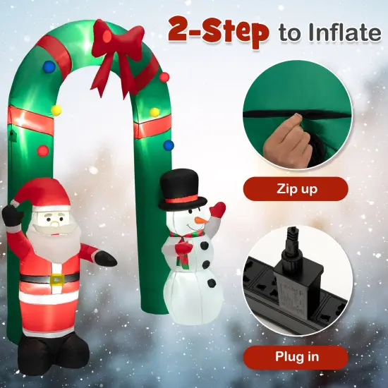 8 Feet Christmas Inflatable Archway with Santa Claus and Snowman {6}