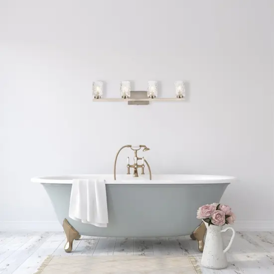 Cassie 4 lights bath sconce in satin nickel with clear shade {2}